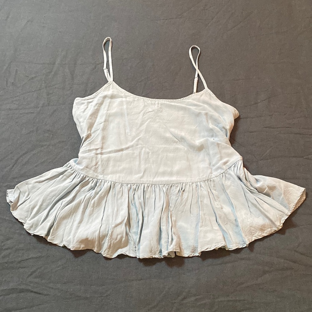Mint Pastel Blue Peplum Medium Tank Top
